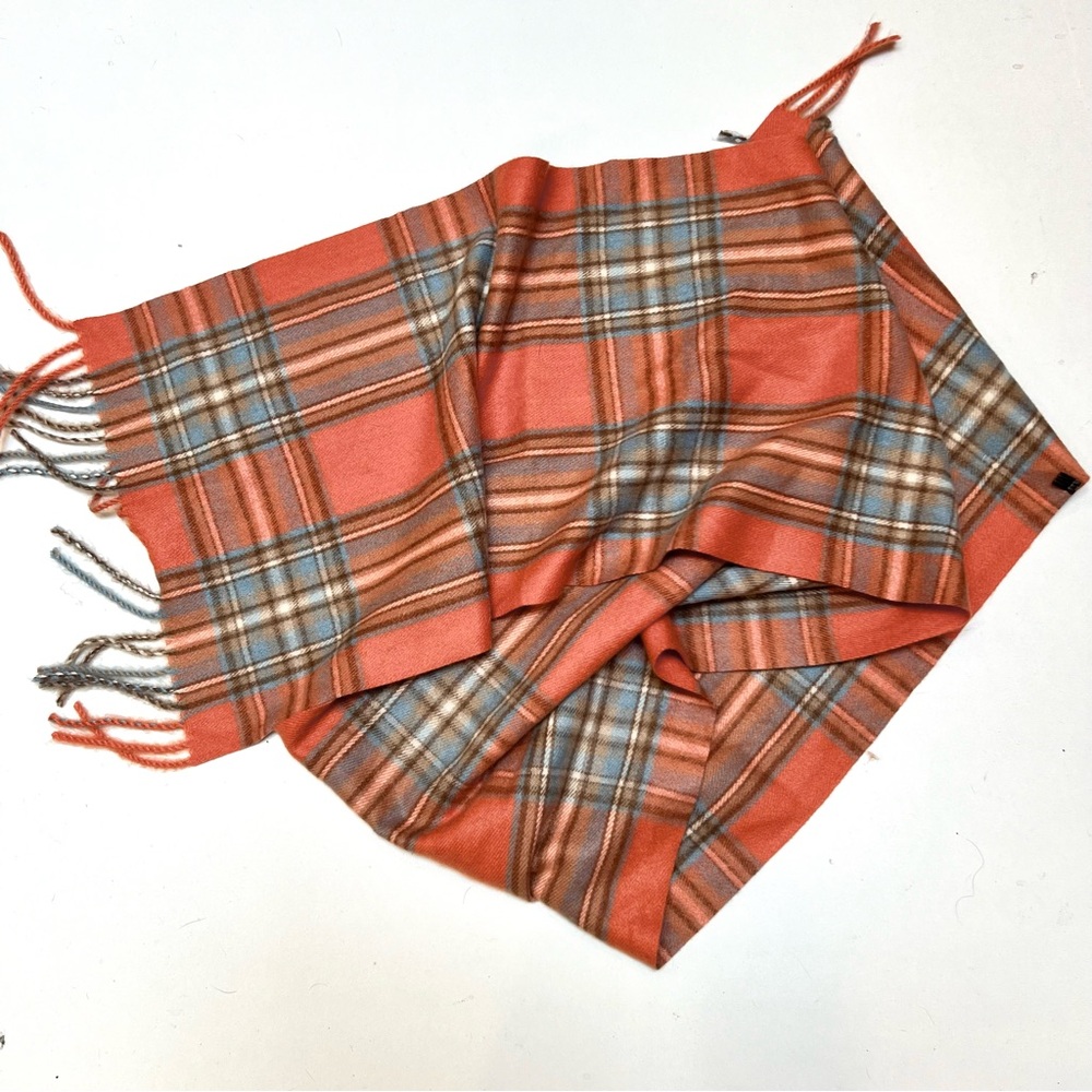 HOUSE OF TWEED Scotland Multicolor Plaid Rectangle Scarf Fringe 13 x 70in Unisex